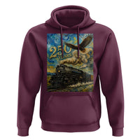 Train USA 250 Year Anniversary 1776 2026 Hoodie Van Gogh Art Steam Locomotive Railroad Starry Night