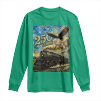Train USA 250 Year Anniversary 1776 2026 Long Sleeve Shirt Van Gogh Art Steam Locomotive Railroad Starry Night