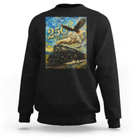 Train USA 250 Year Anniversary 1776 2026 Sweatshirt Van Gogh Art Steam Locomotive Railroad Starry Night