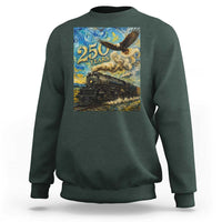Train USA 250 Year Anniversary 1776 2026 Sweatshirt Van Gogh Art Steam Locomotive Railroad Starry Night