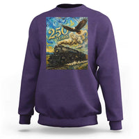Train USA 250 Year Anniversary 1776 2026 Sweatshirt Van Gogh Art Steam Locomotive Railroad Starry Night