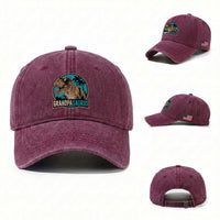 Dinosaur Grandfather Washed Cotton Baseball Cap Funny Grandpasaurus Fathers Day Family Matching