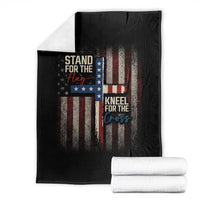 Stand For The Flag Kneel For The Cross Throw Blanket Patriotic Faith Vintage American Flag