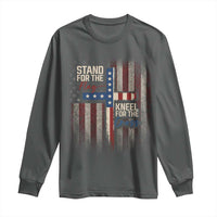 Stand For The Flag Kneel For The Cross Long Sleeve Shirt Patriotic Faith Vintage American Flag