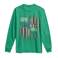 Stand For The Flag Kneel For The Cross Long Sleeve Shirt Patriotic Faith Vintage American Flag