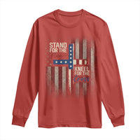 Stand For The Flag Kneel For The Cross Long Sleeve Shirt Patriotic Faith Vintage American Flag