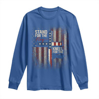 Stand For The Flag Kneel For The Cross Long Sleeve Shirt Patriotic Faith Vintage American Flag