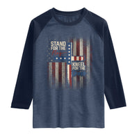 Stand For The Flag Kneel For The Cross Raglan Shirt Patriotic Faith Vintage American Flag