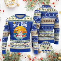 Funny Xmas In July Ugly Christmas Sweater Tis The Sea Sun Santa Beach Summer Season Xmas - Wonder Print Shop
