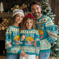 Funny Xmas In July Ugly Christmas Sweater Tis The Sea Sun Santa Beach Summer Season Xmas - Wonder Print Shop