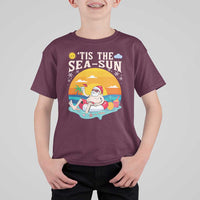 Funny Christmas In July T Shirt For Kid Tis The Sea Sun Santa Beach Summer Season Xmas - Wonder Print Shop