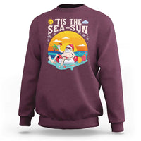 Funny Christmas In July Sweatshirt Tis The Sea Sun Santa Beach Summer Season Xmas - Wonder Print Shop