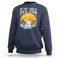 Funny Christmas In July Sweatshirt Tis The Sea Sun Santa Beach Summer Season Xmas - Wonder Print Shop
