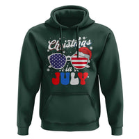 Christmas In July Hoodie Santa Hat Sunglasses USA Flag 4th Of July Xmas - Wonder Print Shop