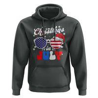 Christmas In July Hoodie Santa Hat Sunglasses USA Flag 4th Of July Xmas - Wonder Print Shop
