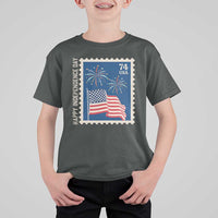 4th Of July T Shirt For Kid Happy Independence Day Stamp USA Flag - Wonder Print Shop