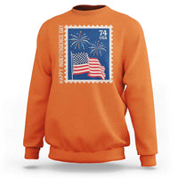 4th Of July Sweatshirt Happy Independence Day Stamp USA Flag - Wonder Print Shop