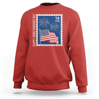 4th Of July Sweatshirt Happy Independence Day Stamp USA Flag - Wonder Print Shop