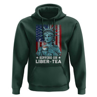 Funny 4th Of July Hoodie Sippin On Liber Tea Liberty USA Flag - Wonder Print Shop