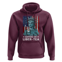 Funny 4th Of July Hoodie Sippin On Liber Tea Liberty USA Flag - Wonder Print Shop