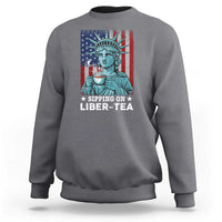 Funny 4th Of July Sweatshirt Sippin On Liber Tea Liberty USA Flag - Wonder Print Shop