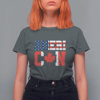 Half American Half Canadian T Shirt For Women America Canada Patriotic Flag - Wonder Print Shop