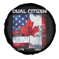 Funny Canadian American Spare Tire Cover Dual Citizen Liberty Or Death A Mari Usque Ad Mare - Wonder Print Shop