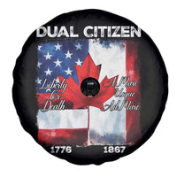 Funny Canadian American Spare Tire Cover Dual Citizen Liberty Or Death A Mari Usque Ad Mare - Wonder Print Shop