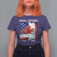 Funny Canadian American T Shirt For Women Dual Citizen Liberty Or Death A Mari Usque Ad Mare - Wonder Print Shop