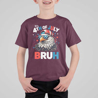 Funny Eagle It's 4th Of July Bruh T Shirt For Kid Patriotic Bald Eagle American Flag - Wonder Print Shop