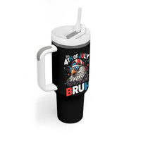 Funny Eagle It's 4th Of July Bruh Tumbler With Handle Patriotic Bald Eagle American Flag - Wonder Print Shop