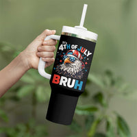 Funny Eagle It's 4th Of July Bruh Tumbler With Handle Patriotic Bald Eagle American Flag - Wonder Print Shop