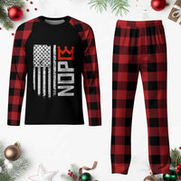 Funny Nope No Kings Vintage American Flag Plaid Pajama Set - Wonder Print Shop