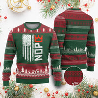 Funny Nope No Kings Vintage American Flag Ugly Christmas Sweater - Wonder Print Shop