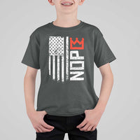 Funny Nope No Kings Vintage American Flag T Shirt For Kid - Wonder Print Shop