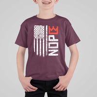 Funny Nope No Kings Vintage American Flag T Shirt For Kid - Wonder Print Shop