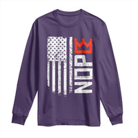 Funny Nope No Kings Vintage American Flag Long Sleeve Shirt - Wonder Print Shop