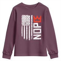 Funny Nope No Kings Vintage American Flag Youth Sweatshirt - Wonder Print Shop