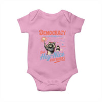 Funny Democracy Is Dying But Hey Nice Fireworks Baby Onesie Racoon 4th Of July - Wonder Print Shop
