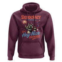 Funny Democracy Is Dying But Hey Nice Fireworks Hoodie Racoon 4th Of July - Wonder Print Shop