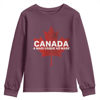 Funny Canada A Mari Usque Ad Mare Youth Sweatshirt Canadian Flag Patriotic - Wonder Print Shop