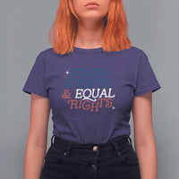 Stars Stripes And Equal Rights T Shirt For Women 4th Of July Liberal American - Wonder Print Shop