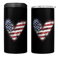 4th of July American Flag Heart USA Patriotic 4 in 1 Can Cooler Tumbler - Wonder Print Shop