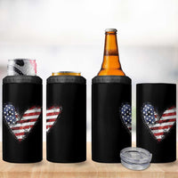 4th of July American Flag Heart USA Patriotic 4 in 1 Can Cooler Tumbler - Wonder Print Shop