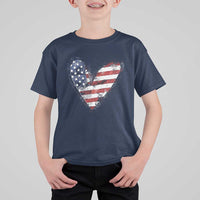 4th of July American Flag Heart USA Patriotic T Shirt For Kid - Wonder Print Shop