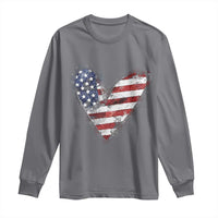 4th of July American Flag Heart USA Patriotic Long Sleeve Shirt - Wonder Print Shop