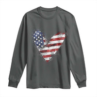 4th of July American Flag Heart USA Patriotic Long Sleeve Shirt - Wonder Print Shop