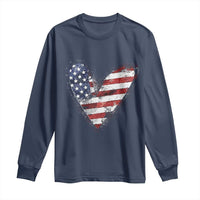 4th of July American Flag Heart USA Patriotic Long Sleeve Shirt - Wonder Print Shop