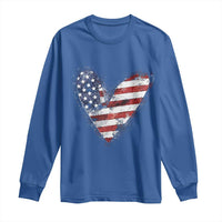 4th of July American Flag Heart USA Patriotic Long Sleeve Shirt - Wonder Print Shop