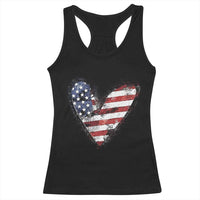 4th of July American Flag Heart USA Patriotic Racerback Tank Top - Wonder Print Shop